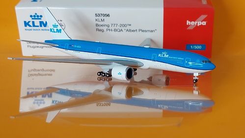 Herpa 537056 KLM Boeing 777-200 – PH-BQA "Albert Plesman" 1:500