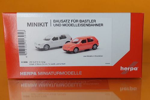 Minikit VW Golf IV viertürig (2 Stück) rot & weiß 1:87