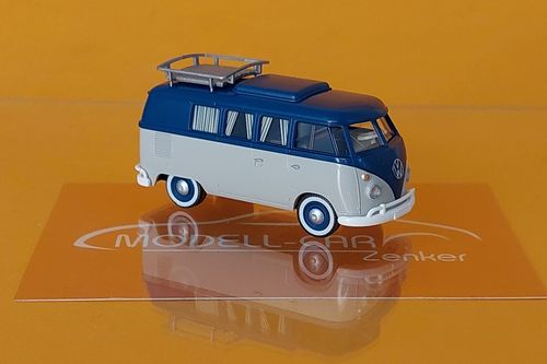 VW T1 Campingbus - achatgrau/grünblau 1:87