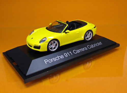 Porsche 911 Carrera Cabriolet 991 II - racing gelb - Scale 1/43
