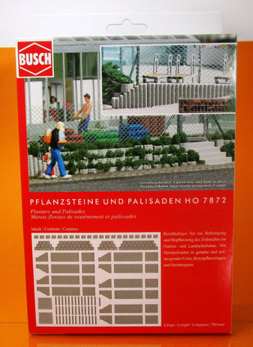 Busch 7872 Ausgestaltungs-Set H0 Pflanzsteine und Palisaden grau