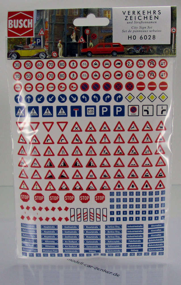 BUSCH 6027 Verkehrszeichen-Set Schilder Verkehrsschilder H0 Neu