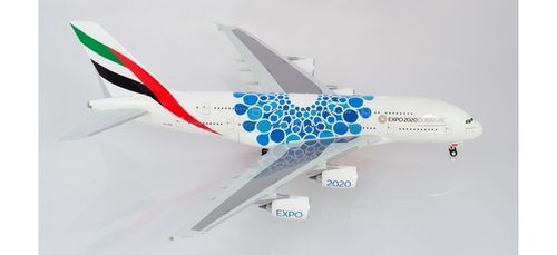 Herpa 570800 Emirates Expo 2020 Dubai Mobility blue Airbus A380 1:200