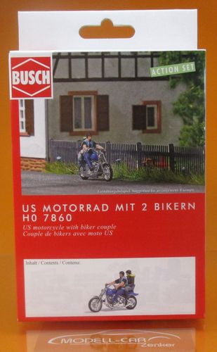 US Motorrad mit Bikerpärchen1:87