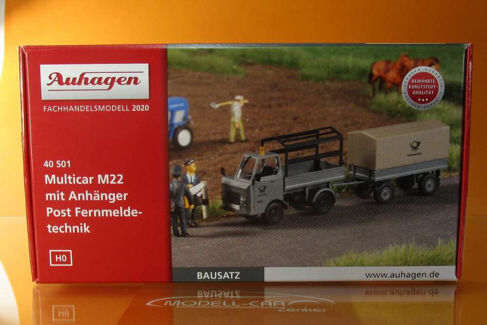 Auhagen 40501 Bausatz Multicar M22 mit Anhänger Deutsche Post DDR 1:87