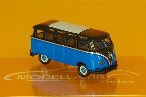 VW T1b Samba schwarz/blau Bj.1960 1:87