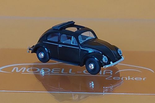 VW Käfer Brezelfenster Stoffdach offen schwarz 1:87