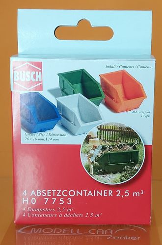 Busch 7753 Mini-Set 4 Absetzcontainer 2,5 m³ H0