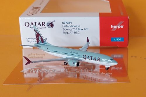 Herpa Wings 537384 Qatar Airways Boeing 737 Max 8 – A7-BSC 1:500