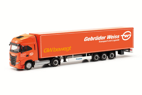 Iveco S-Way LNG Koffer-SZ mit 15m-Auflieger "Gebrüder Weiss" 1:87