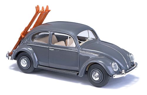 VW Käfer Ovalfenster grau mit Skiträger 1:87